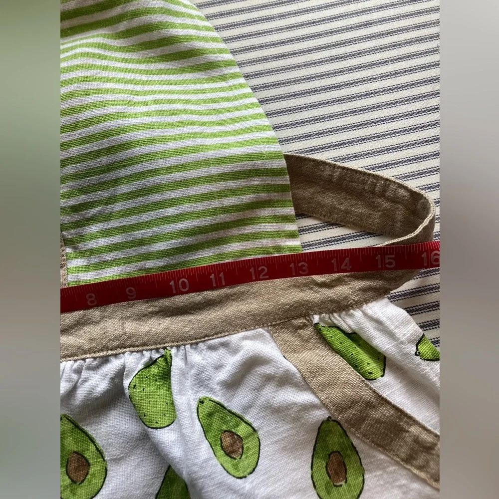 Green and White Striped Avocado Apron